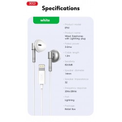 Ακουστικά XO για iPhone με Lighting υποδοχή, Silver